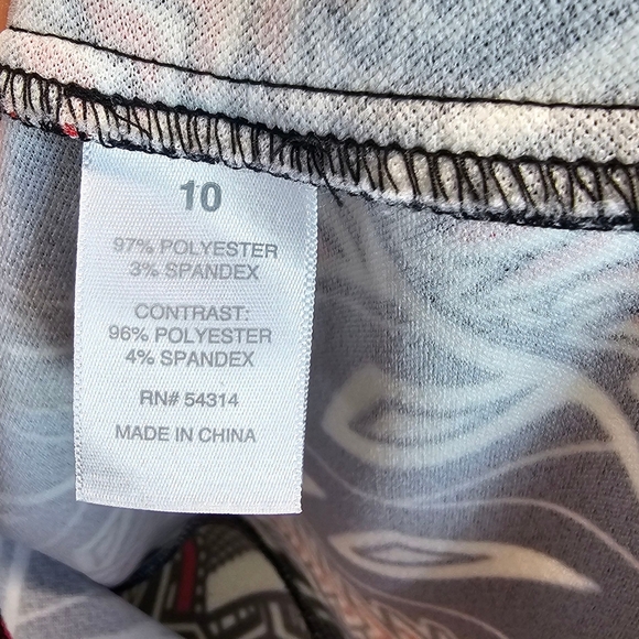 Bisou Bisou Michele Bohbot Geometric Print Bodycon Dress Black Red White 10 - Picture 16 of 16